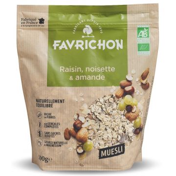 Musli bio traditional cu alune de padure si migdale, 500g, Favrichon