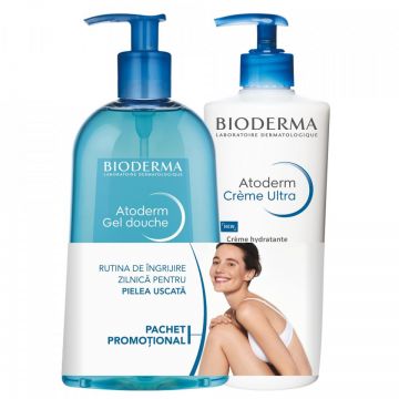 Pachet Bioderma Atoderm Crema Ultra Parfumata, 500 ml + Atoderm Gel de dus, 500 ml