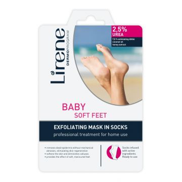 Sosete exfoliante 2.5% uree Baby Soft Feet Foot Care, 17ml, Lirene