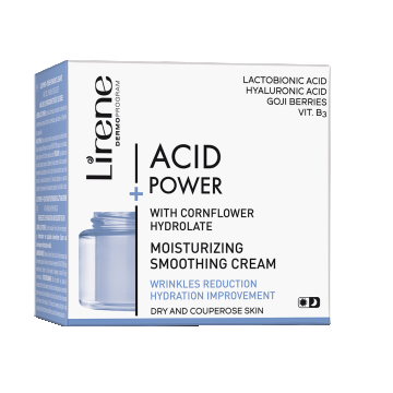 Crema hidratanta netezitoare zi/noapte piele uscata si cuperozica Acid Power, 50ml, Lirene