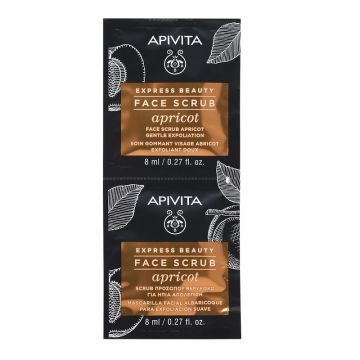 Apivita Express Masca de Fata Exfolianta Delicata cu Extract de Caise 2 x 8 ml