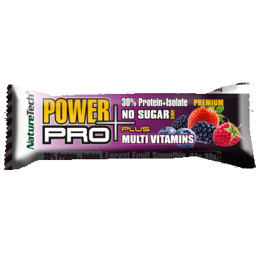 Baton energizant cu aroma de fructe de padure Power Pro Plus, 80g, Nature Tech