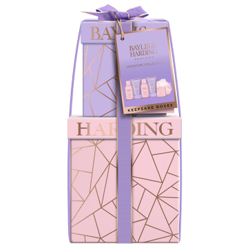Baylis&Harding, Set cu jojoba, vanilie si ulei de migdale, Cutii pentru suveniruri, burete si sare de baie, gel si crema de dus, lotiune de corp, crema de maini