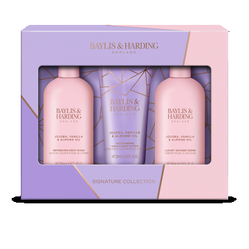 Baylis & Harding, Set cu jojoba, vanilie si ulei de migdale, Gel si crema de dus, lotiune pentru maini si corp