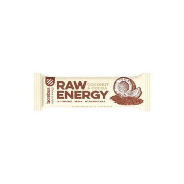 Bombus Baton energizant, Raw Energy, cu nuca de cocos si cacao, 50g