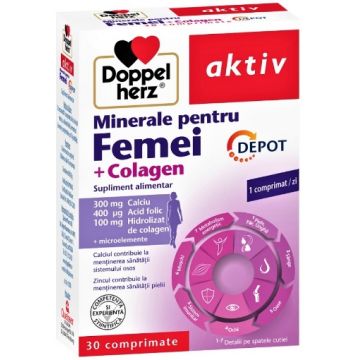 Doppelherz Aktiv Minerale pentru femei + colagen depot - 30 comprimate