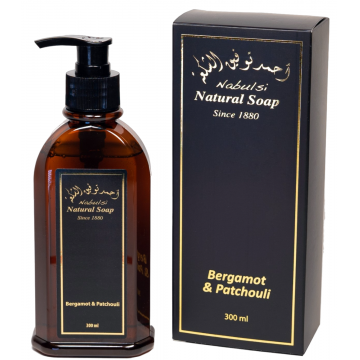 Sapun lichid cu ulei de masline si ulei de bergamota&patchouli, 300ml, Nabulsi