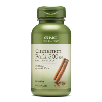Scortisoara, Herbal Plus® Cinnamon Bark 500 mg, 100 capsule, GNC