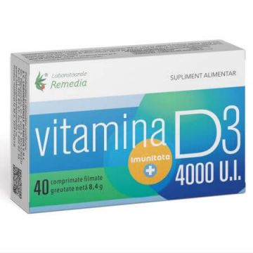 Vitamina D, 4000 UI, 40 comprimate, Remedia