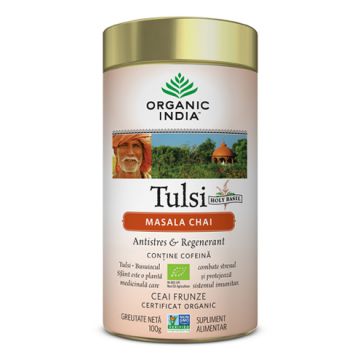 Tulsi Masala Chai Relaxant si Regenerant, 100g, Organic India