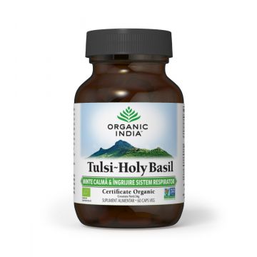 Tulsi minte calma si ingrijire sistem respirator, 60 capsule, Organic India