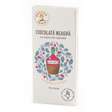 Ciocolata neagra 70% cacao cu cirese si visinata, 80g, Razvan Idicel