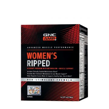 Complex de multivitamine pentru femei-non stimulent AMP Women’s Ripped Vitapak, 30 pachete, GNC