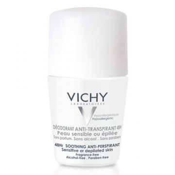 Deodorant Roll-on antiperspirant eficient 48h fara parfum, 50ml, Vichy
