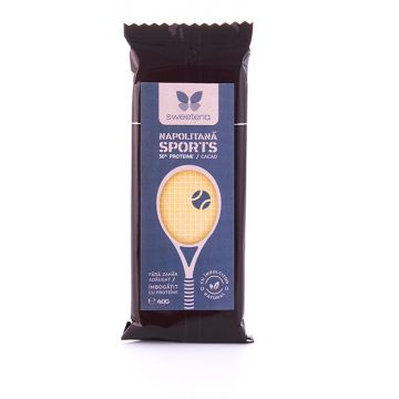 Napolitane Sports cu 30% proteine cacao indulcitor, 40g, Sweeteria