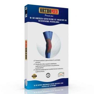 Orteza pentru genunchi cu silicon si sustinere patelara, M, Orthomed