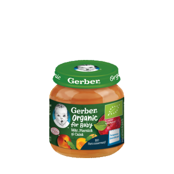 Piure Bio din mar cu piersica si caisa de la 4 luni, 125g, Gerber