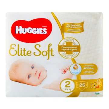 Scutece Elite Soft Nr.2 pentru 4-6kg, 25 bucati, Huggies