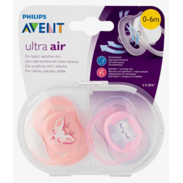Suzete pentru fete 0-6 luni Ultra Air, 2 bucati, Philips Avent