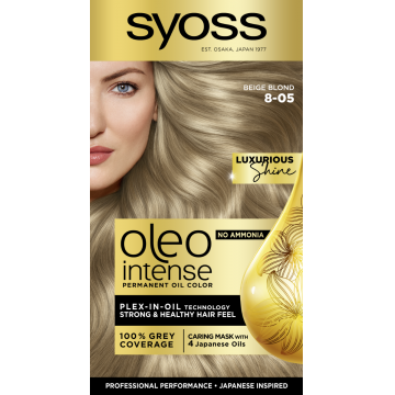 Vopsea de par fara amoniac Color Oleo 8-05 blond bej, 115ml, Syoss