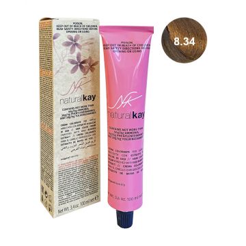 Vopsea vegana 8.34 Golden Copper Light Blonde, 100ml, Natural Kay