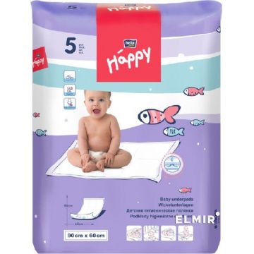 Aleze igienice absorbante Happy 90x60cm, 5 bucati, Bella Baby
