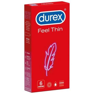 Prezervative Feel Thin, 6 bucati, Durex