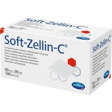 Tampoane impregnate cu alcool, 6 x 3cm, 100 bucati, Soft-Zellin