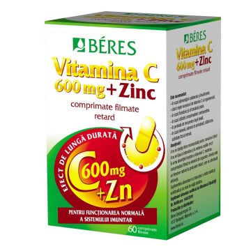 Vitamina C 600 mg + Zinc, 60 comprimate, Beres Vitamina C 600 mg + Zinc, 60 comprimate, Beres