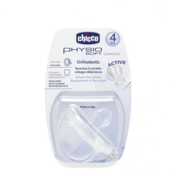 CHICCO Suzeta silicon, 4 luni+, monobloc ortodontica Physio soft