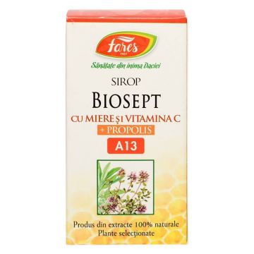 Fares Biosept sirop miere si propolis, A13, 100 ml