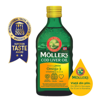 Moller's cod liver oil Omega 3 cu lamaie, 250ml