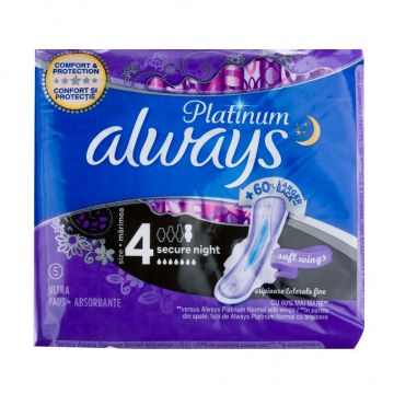 Absorbante Platinum Night - marimea 4, 5 bucati, Always Absorbante Platinum Night - marimea 4, 5 bucati, Always
