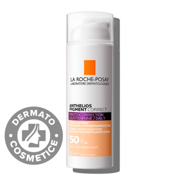 Pigment correct crema protectie solara SPF 50+ cu pigment de culoare pentru fata nuanta deschisa Anthelios, 50ml, La Roche-Posay