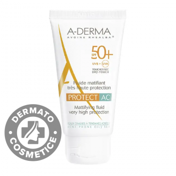 Fluid matifiant pentru protectie solara cu SPF 50+, 40 ml, A-Derma Protect Fluid matifiant pentru protectie solara cu SPF 50+, 40 ml, A-Derma Protect