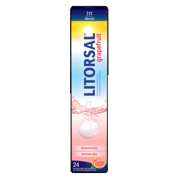 Electroliti cu aroma de grapefruit Litorsal, 24 comprimate efervescente, Zdrovit
