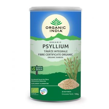 Tarate de Psyllium Integrale, 100g, Organic India Tarate de Psyllium Integrale, 100g, Organic India