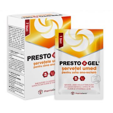 PrestoGel® Servetele umede, 7 bucati, PharmaGenix® PrestoGel® Servetele umede, 7 bucati, PharmaGenix®
