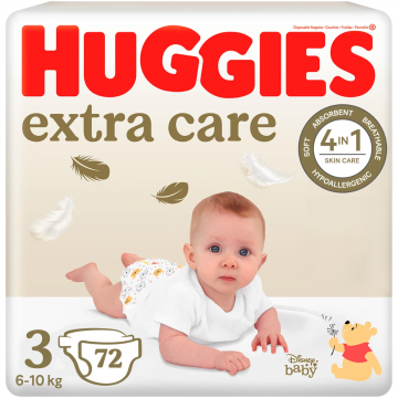 Scutece Extra Care Marimea 3 pentru 6 - 10kg, 72 bucati, Huggies
