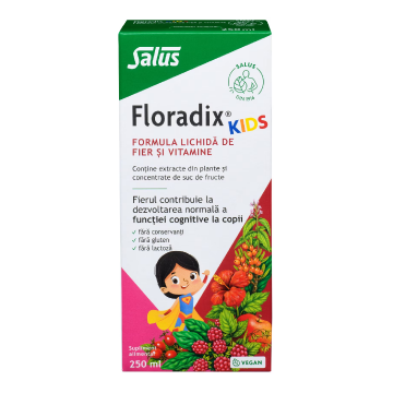 Formula lichida de fier si vitamine FloradixKIDS®, 250 ml, Salus
