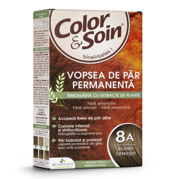 Vopsea de par blond cendre 8A, Color&Soin