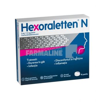 Hexoraletten N 5 mg/1,5 mg 16 pastile