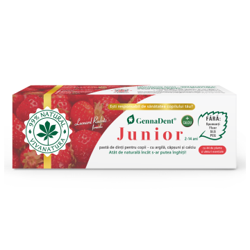 Pasta de dinti cu capsuni GennaDent Junior, 50 ml, Vivanatura