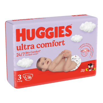 Scutece Ultra Comfort, Nr.3, 4-9kg, 78 bucati, Huggies