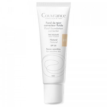 Fond de ten fluid corector SPF 20 Couvrance, Avene (Concentratie: Fond de ten, Gramaj: 30 ml, Nuanta fond de ten: Naturel 2.0)