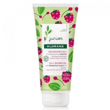 Gel pentru par si corp Klorane Junior cu aroma de zmeura (Gramaj: 200 ml, Concentratie: Gel de curatare)