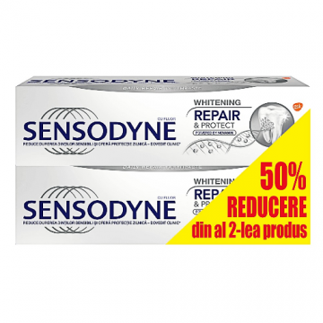 Sensodyne pasta de dinti Repair & Protect Whitening - 75ml (pachet promo 1+1 la 50% reducere)