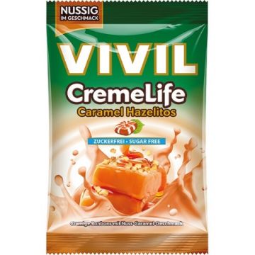 vivil bomboane creme life caramel+alune fara zahar 110g