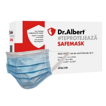 Masca chirurgicala Safemask - 50 bucati Dr. Albert