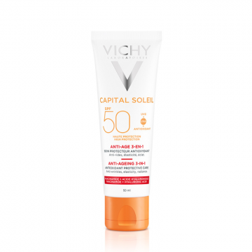 Crema antioxidanta antirid 3 in 1 SPF 50 Capital Soleil, 50 ml, Vichy